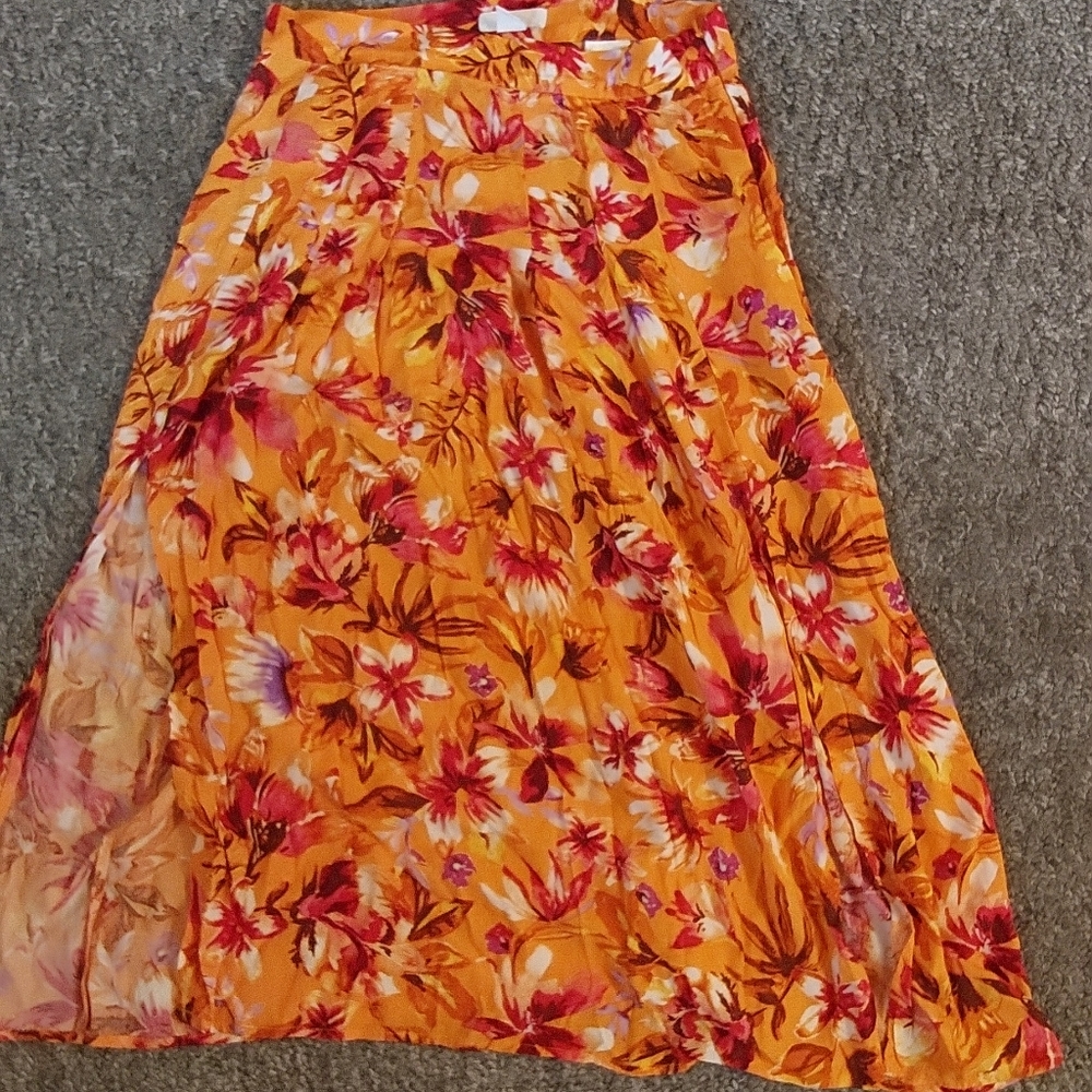 NWT H&M Orange Floral Skirt